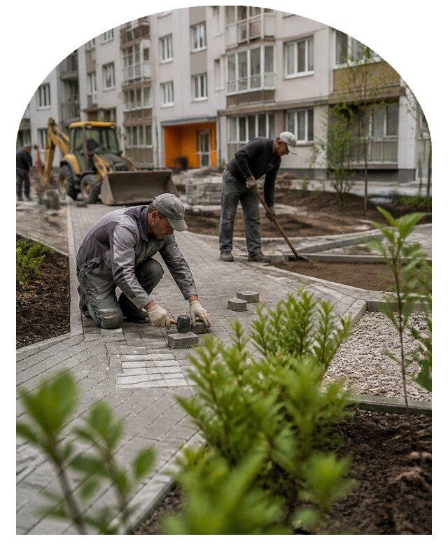 Благоустройство двора многоквартирного дома в Ельце